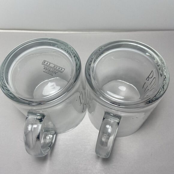 Rae Dunn  18 Oz Glass Mug Hop To It and Hunny Bunny Clear Glass Black Print 2 pc - Picture 4 of 5